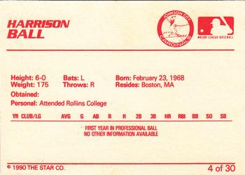1990 Star Johnson City Cardinals #4 Harrison Ball Back
