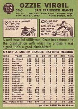 1967 Topps #132 Ozzie Virgil Back