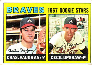 1967 Topps #179 Braves 1967 Rookie Stars (Charles Vaughan / Cecil Upshaw) Front