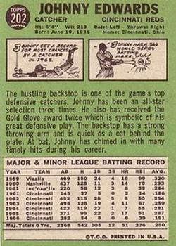 1967 Topps #202 Johnny Edwards Back