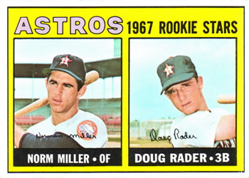 1967 Topps #412 Astros 1967 Rookie Stars (Norm Miller / Doug Rader) Front