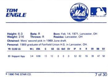1990 Star Kingsport Mets #7 Tom Engle Back