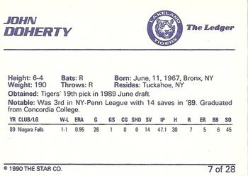 1990 Star Lakeland Tigers #7 John Doherty Back