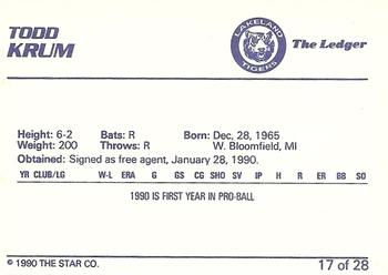 1990 Star Lakeland Tigers #17 Todd Krumm Back