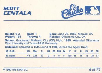 1990 Star Memphis Chicks #4 Scott Centala Back