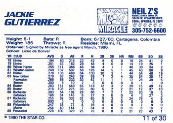 1990 Star Miami Miracle I #11 Jackie Gutierrez Back