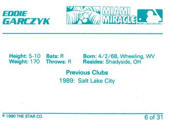 1990 Star Miami Miracle II #6 Eddie Garczyk Back