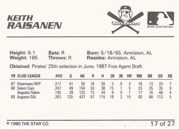 1990 Star Salem Buccaneers #17 Keith Raisanen Back