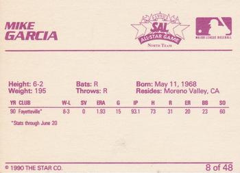 1990 Star South Atlantic League All-Stars #8 Mike Garcia Back