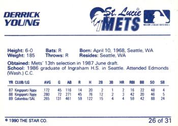 1990 Star St. Lucie Mets #26 Derrick Young Back