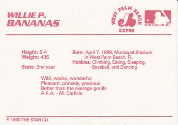1990 Star West Palm Beach Expos #NNO Willie P. Bananas Back