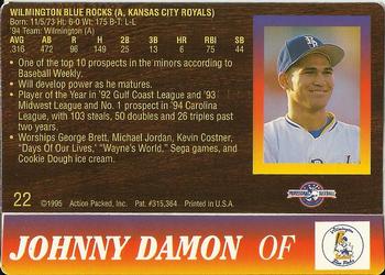 1995 Action Packed #22 Johnny Damon Back