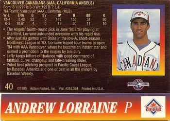 1995 Action Packed #40 Andrew Lorraine Back