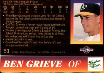 1995 Action Packed #53 Ben Grieve Back