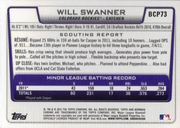 2012 Bowman - Chrome Prospects #BCP73 Will Swanner Back