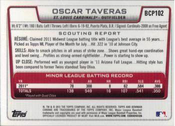 2012 Bowman - Chrome Prospects #BCP102 Oscar Taveras Back