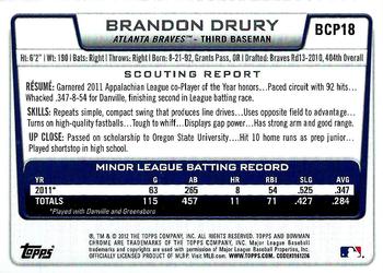 2012 Bowman - Chrome Prospects #BCP18 Brandon Drury Back