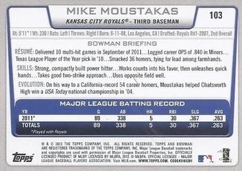 2012 Bowman - Gold #103 Mike Moustakas Back