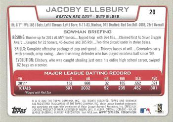 2012 Bowman - International #20 Jacoby Ellsbury Back