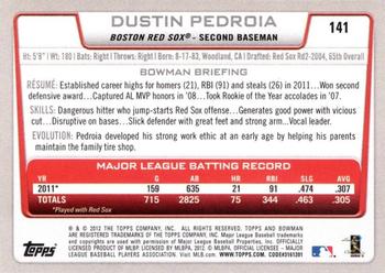 2012 Bowman - International #141 Dustin Pedroia Back