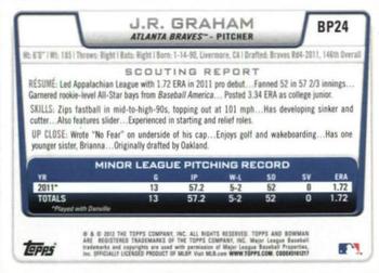 2012 Bowman - Prospects International #BP24 J.R. Graham Back