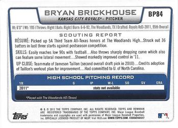 2012 Bowman - Prospects International #BP84 Bryan Brickhouse Back