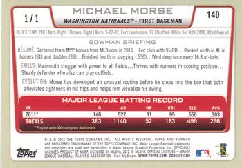 2012 Bowman - Red #140 Mike Morse Back