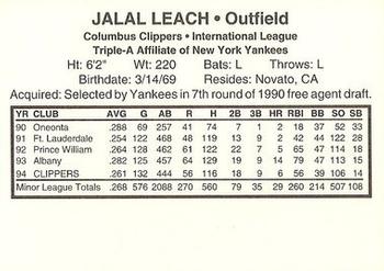 1995 Columbus Clippers #NNO Jalal Leach Back