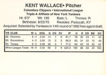1995 Columbus Clippers #NNO Kent Wallace Back