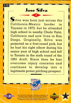 1995 Upper Deck Minor League #113 Jose Silva Back