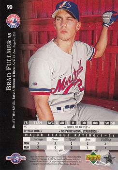 1995 Upper Deck Minor League #90 Brad Fullmer Back