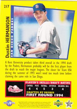 1995 Upper Deck Minor League - Future Stock #217 Dustin Hermanson Back