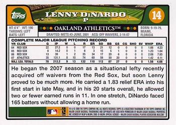 2008 Topps #14 Lenny DiNardo Back