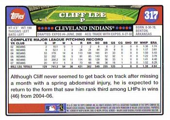 2008 Topps #317 Cliff Lee Back
