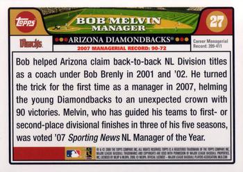 2008 Topps #27 Bob Melvin Back