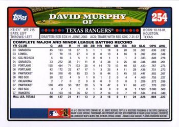 2008 Topps #254 David Murphy Back