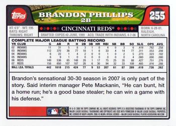 2008 Topps #255 Brandon Phillips Back
