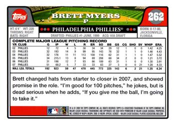 2008 Topps #262 Brett Myers Back