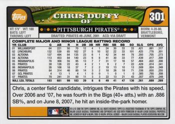 2008 Topps #301 Chris Duffy Back