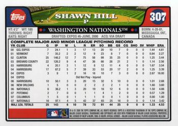 2008 Topps #307 Shawn Hill Back