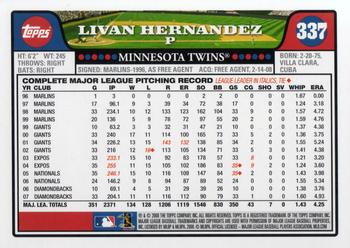 2008 Topps #337 Livan Hernandez Back