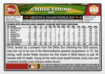 2008 Topps #545 Chris Young Back