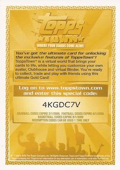 2008 Topps #NNO Topps Town Gold Code Card Back