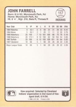1988 Donruss Baseball's Best #117 John Farrell Back
