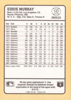 1988 Donruss Baseball's Best #142 Eddie Murray Back