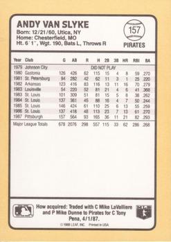 1988 Donruss Baseball's Best #157 Andy Van Slyke Back