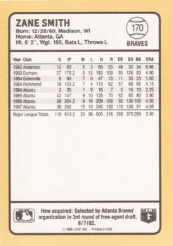 1988 Donruss Baseball's Best #170 Zane Smith Back