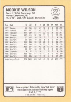 1988 Donruss Baseball's Best #208 Mookie Wilson Back