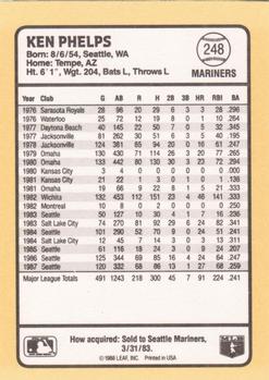 1988 Donruss Baseball's Best #248 Ken Phelps Back