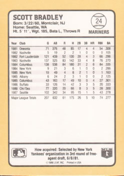 1988 Donruss Baseball's Best #24 Scott Bradley Back